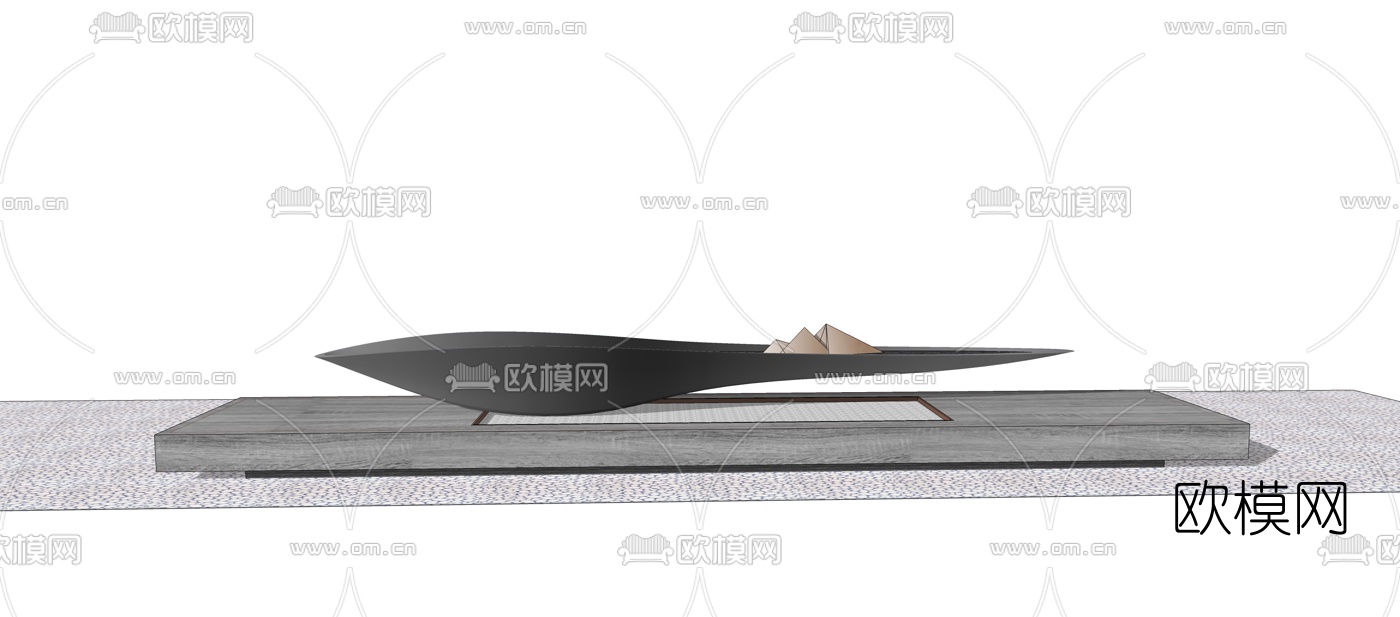 现代山形异形水景雕塑小品su模型