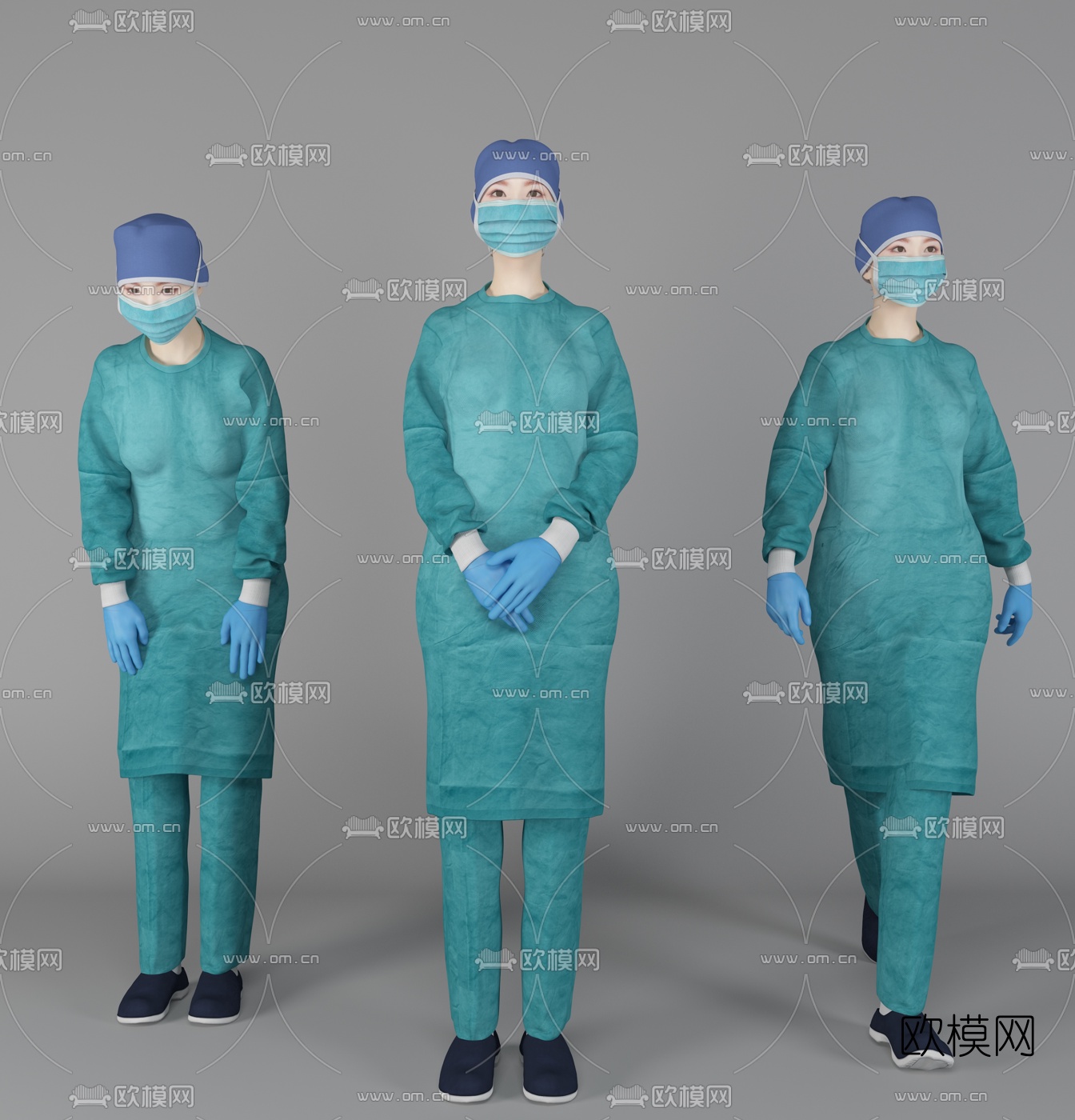 现代手术医生护士3d模型下载
