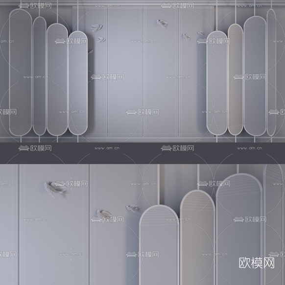北欧轻奢背景墙屏风3d模型下载(渲染图3)