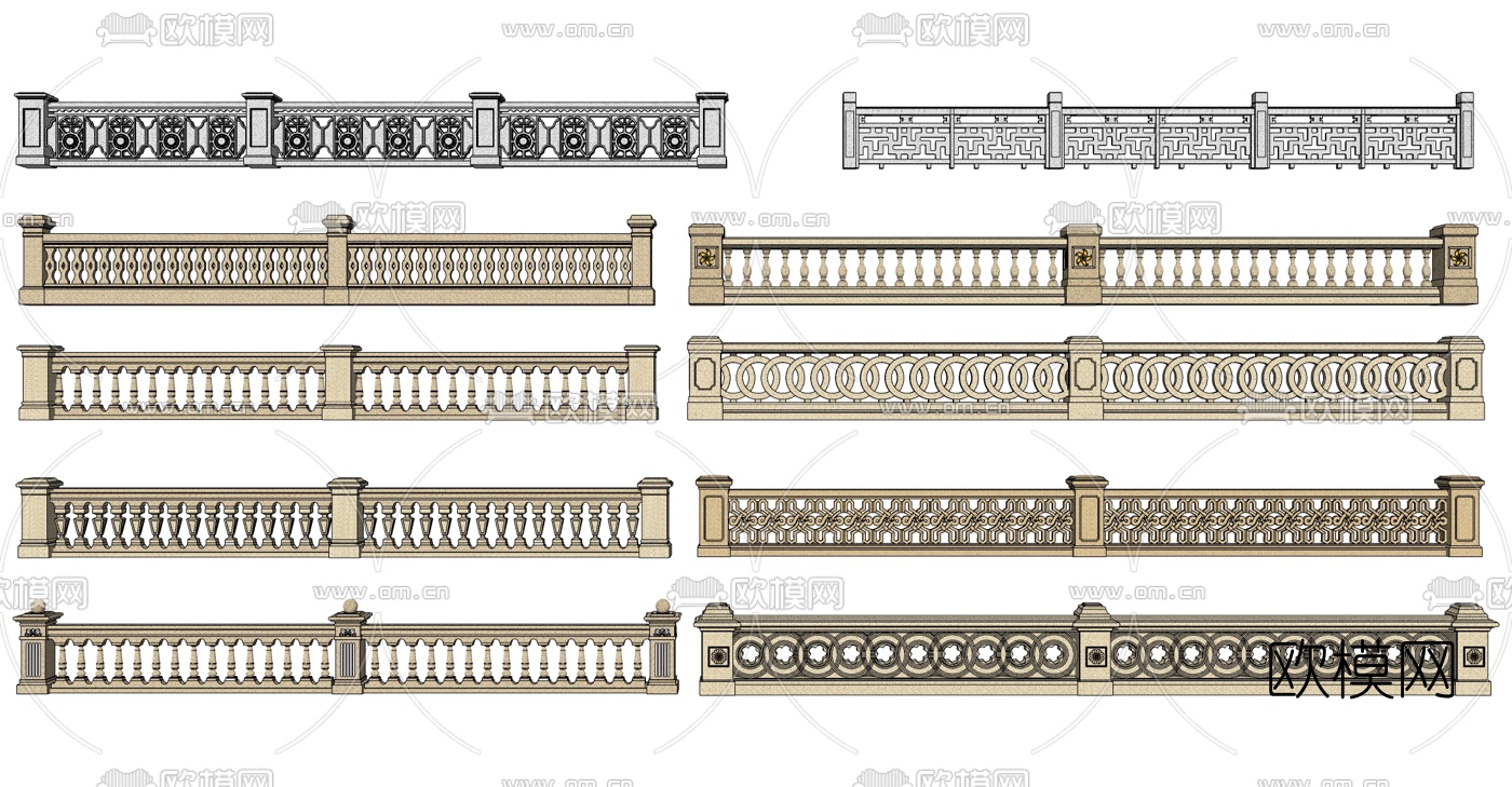 现代桥梁护栏su模型