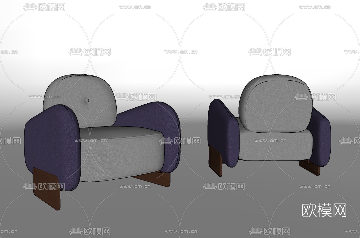 现代布艺休闲沙发su模型