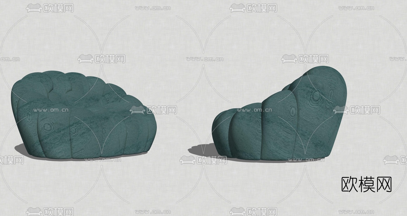 现代布艺洽谈休闲沙发su模型下载（渲染图1）