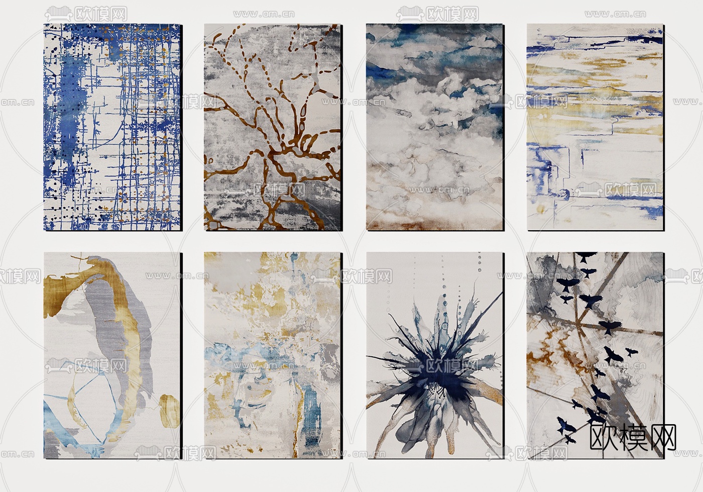 现代布艺方形地毯3d模型下载