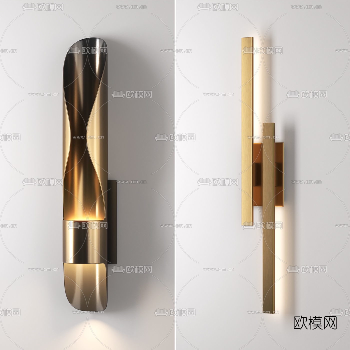 现代金属管状壁灯3d模型
