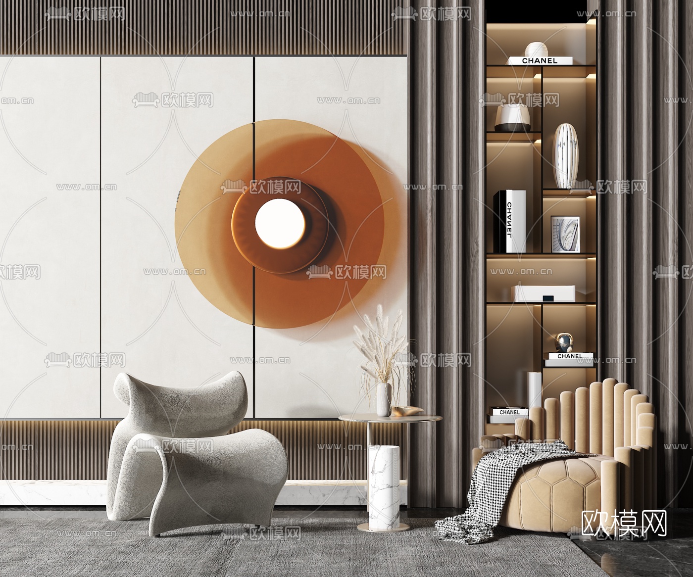 现代布艺休闲沙发3d模型下载