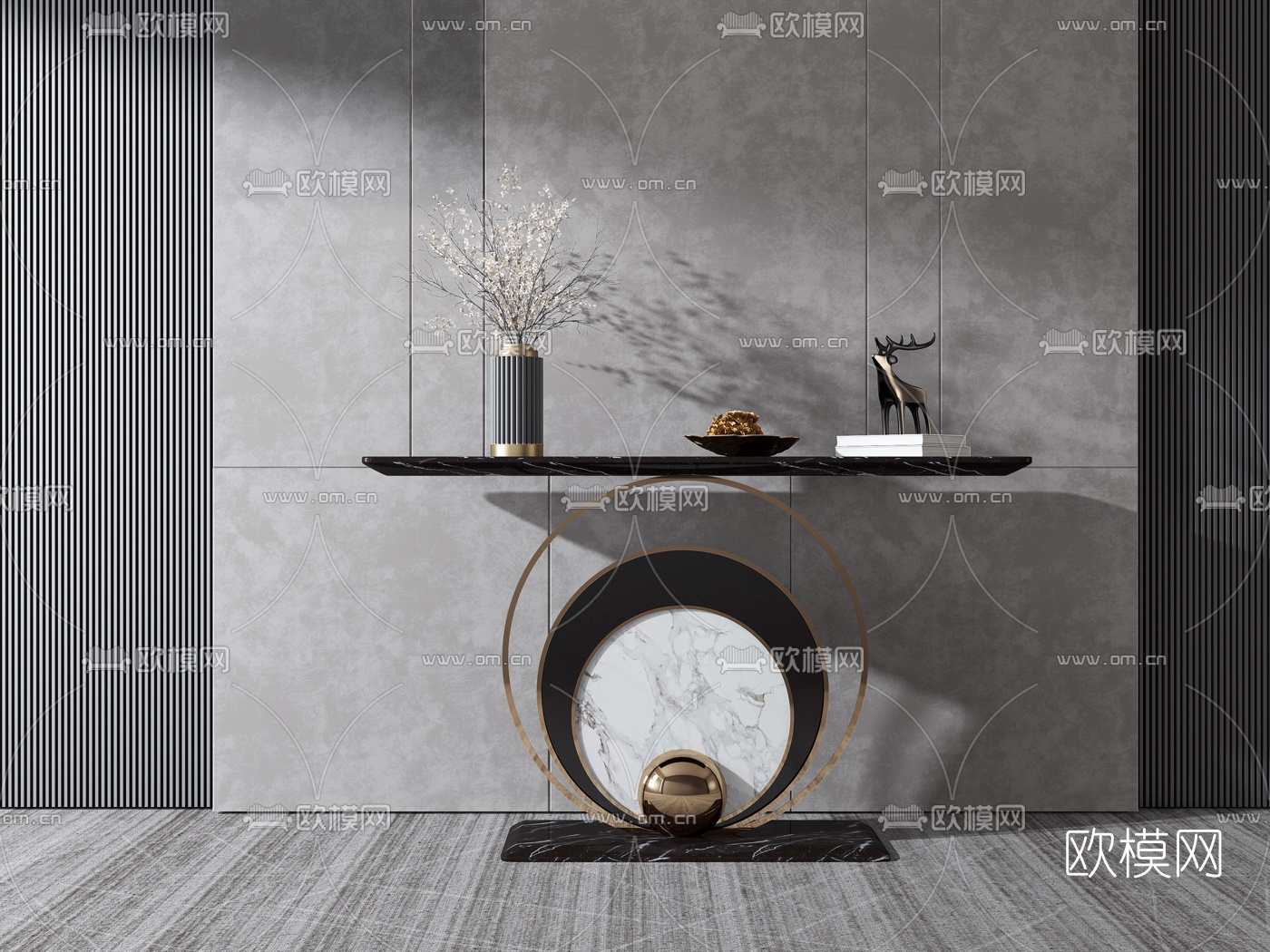 现代轻奢端景条案3d模型下载