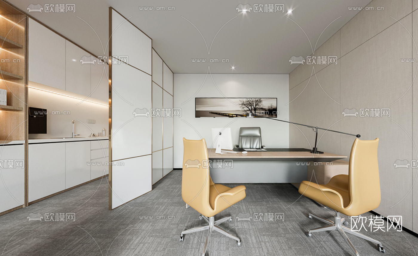 现代总经理办公室vr全景3d模型