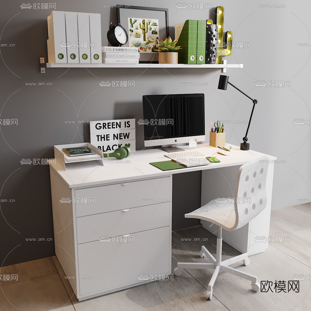 北欧简约书桌椅3d模型