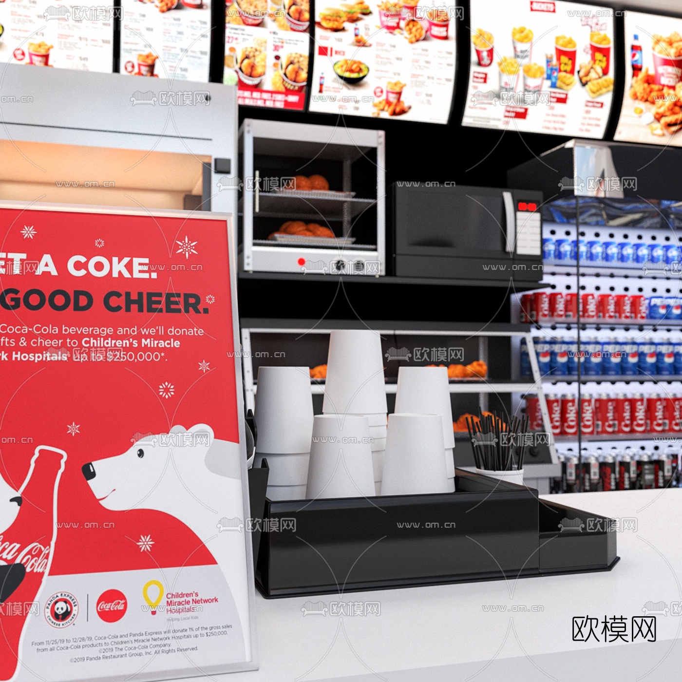 现代炸鸡快餐店3d模型