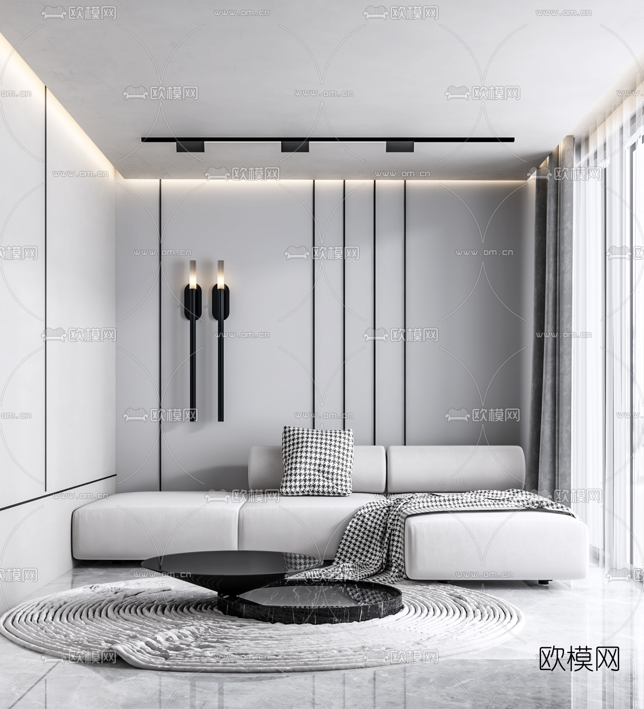 现代转角多人沙发3d模型