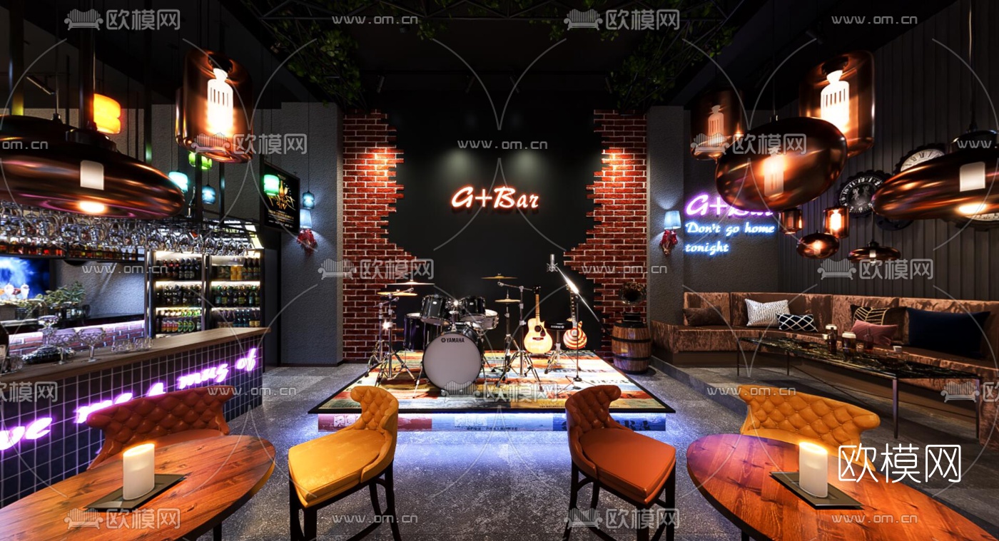 工业风酒吧清吧vr全景3d模型