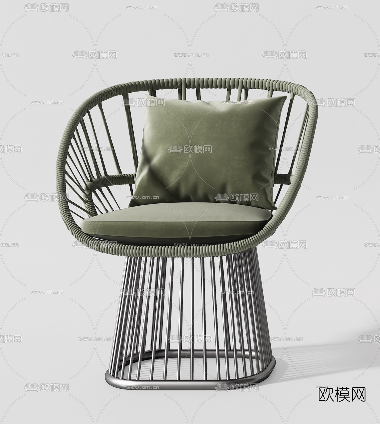 现代藤编休闲户外椅3d模型下载（渲染图4）