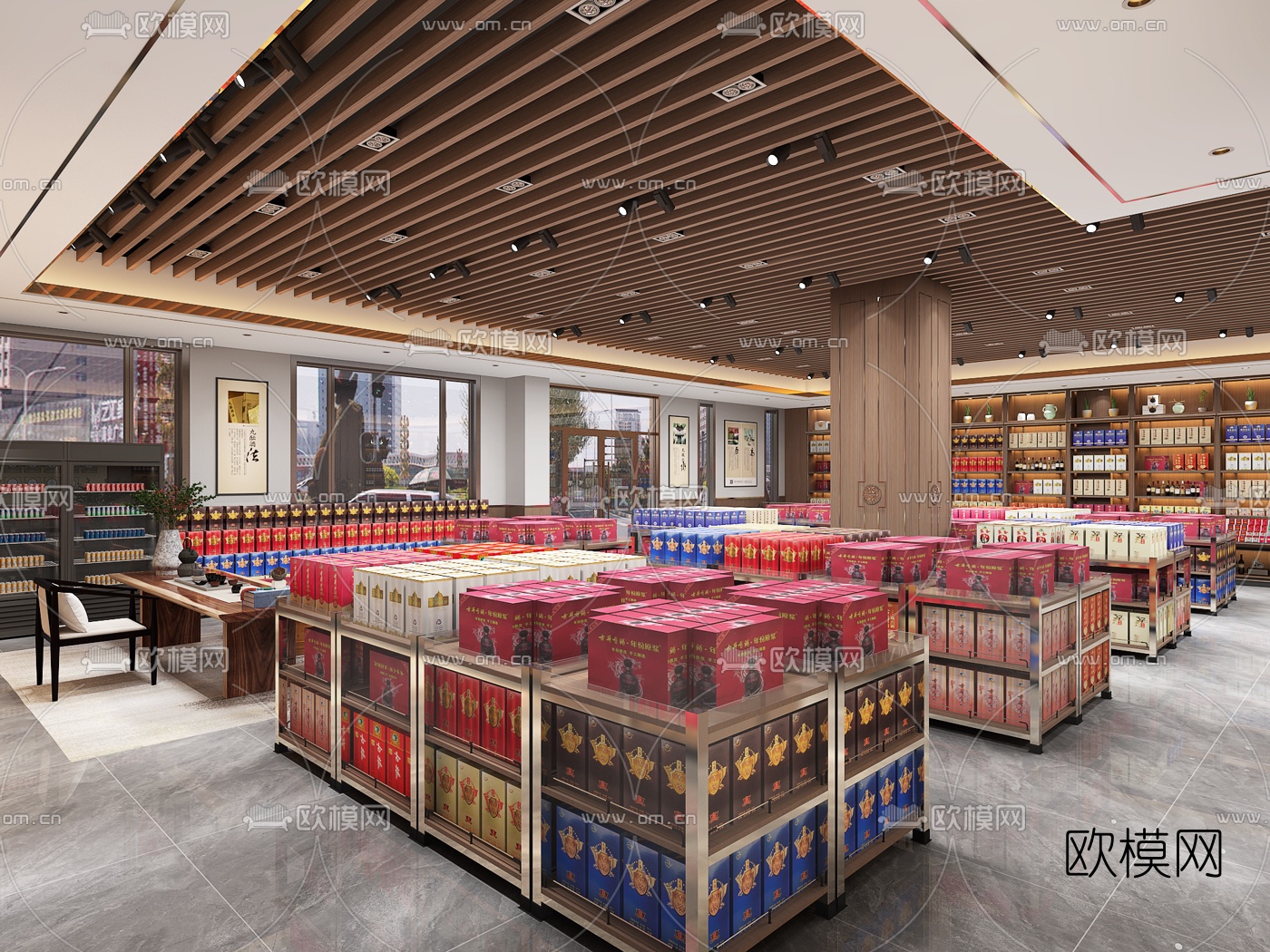 新中式烟酒店3d模型下载（渲染图5）