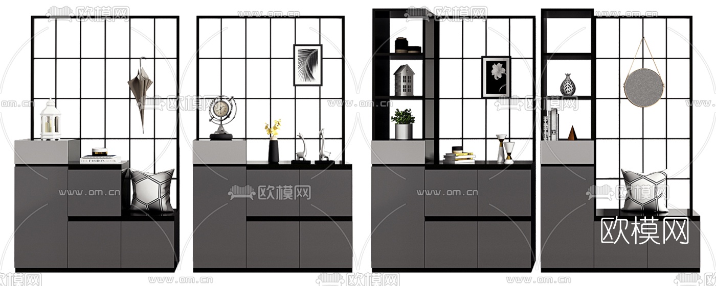 北欧多功能隔断鞋柜3d模型下载（渲染图2）