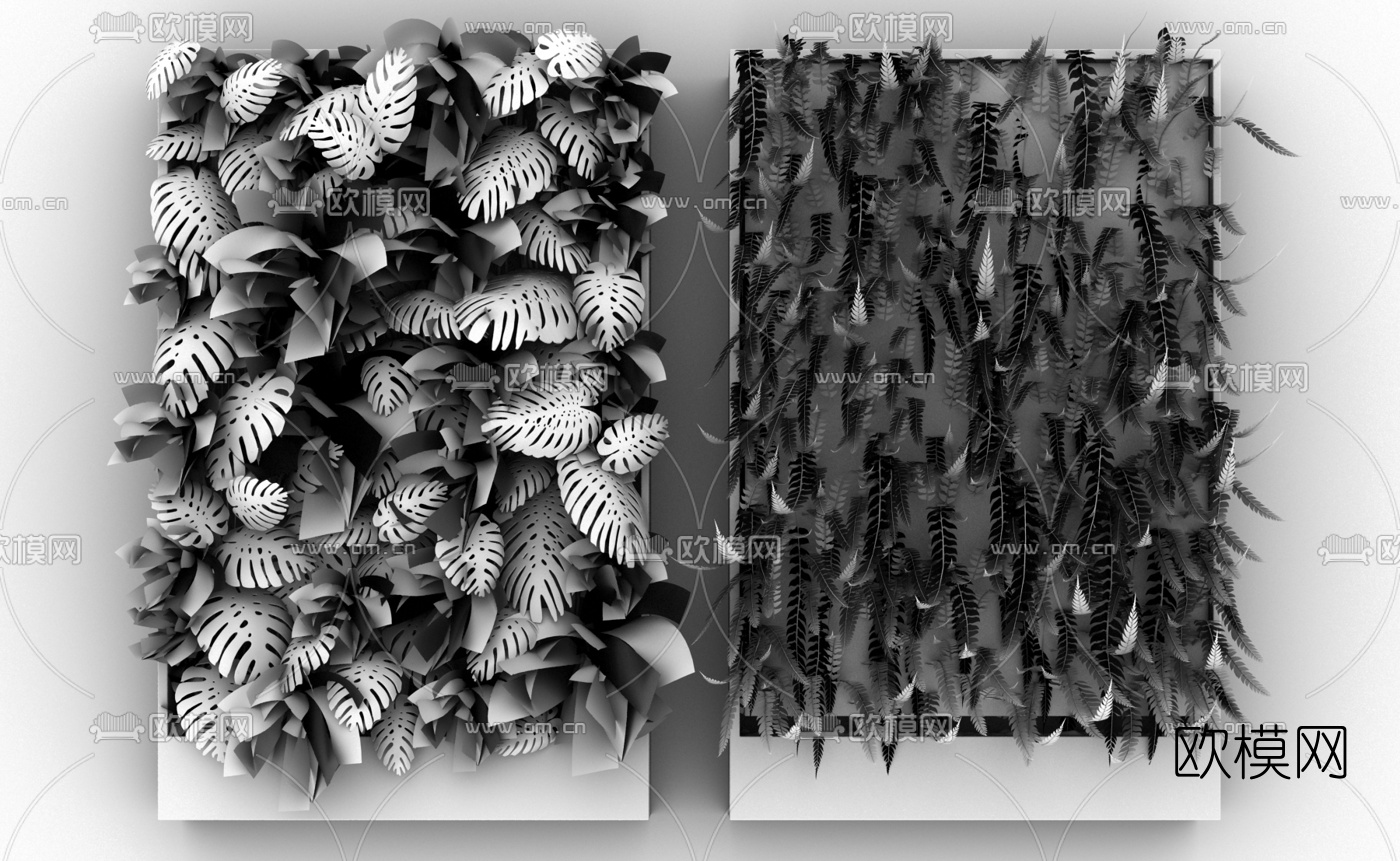 现代绿植花草植物墙3d模型