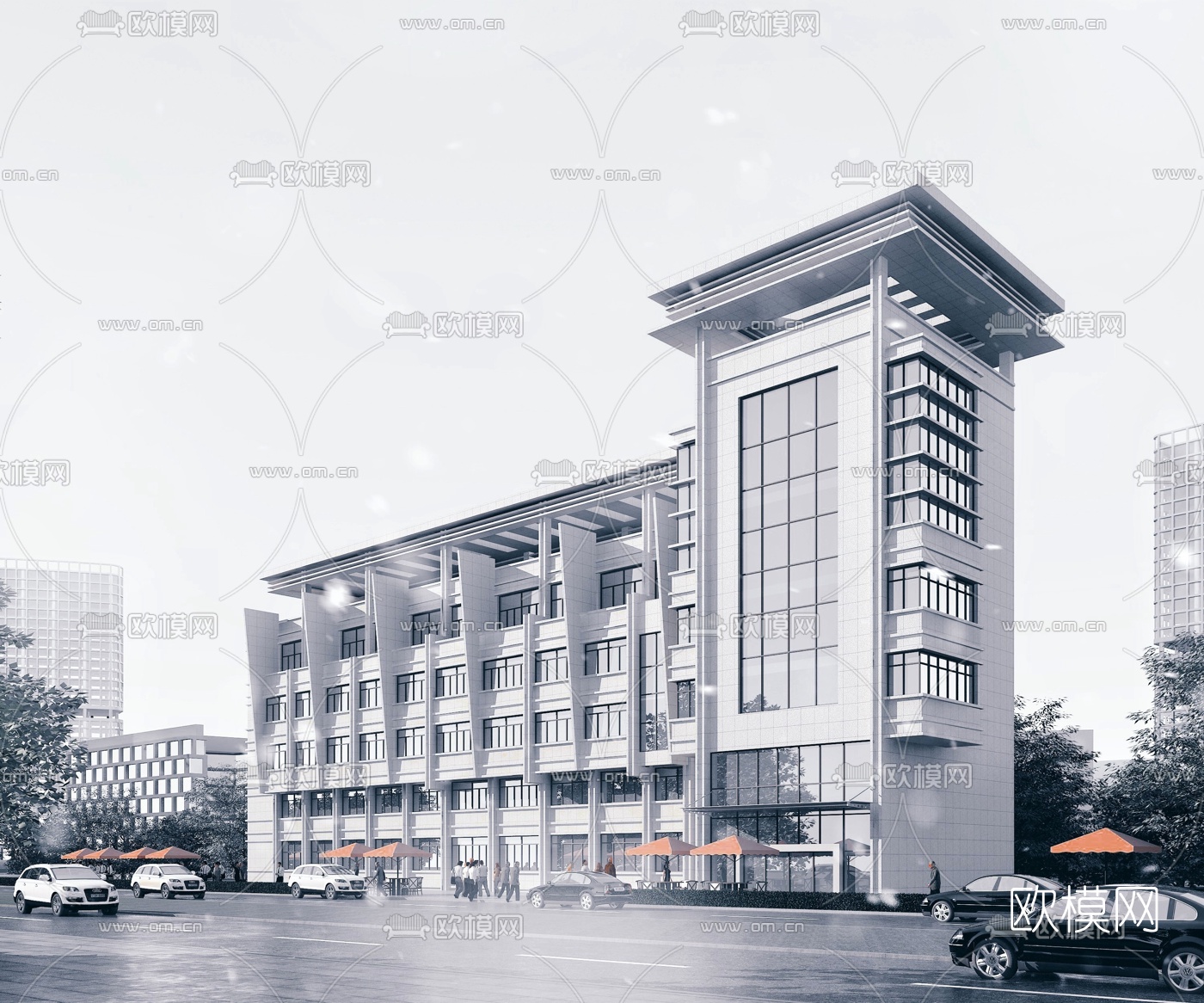现代酒店建筑外观3d模型