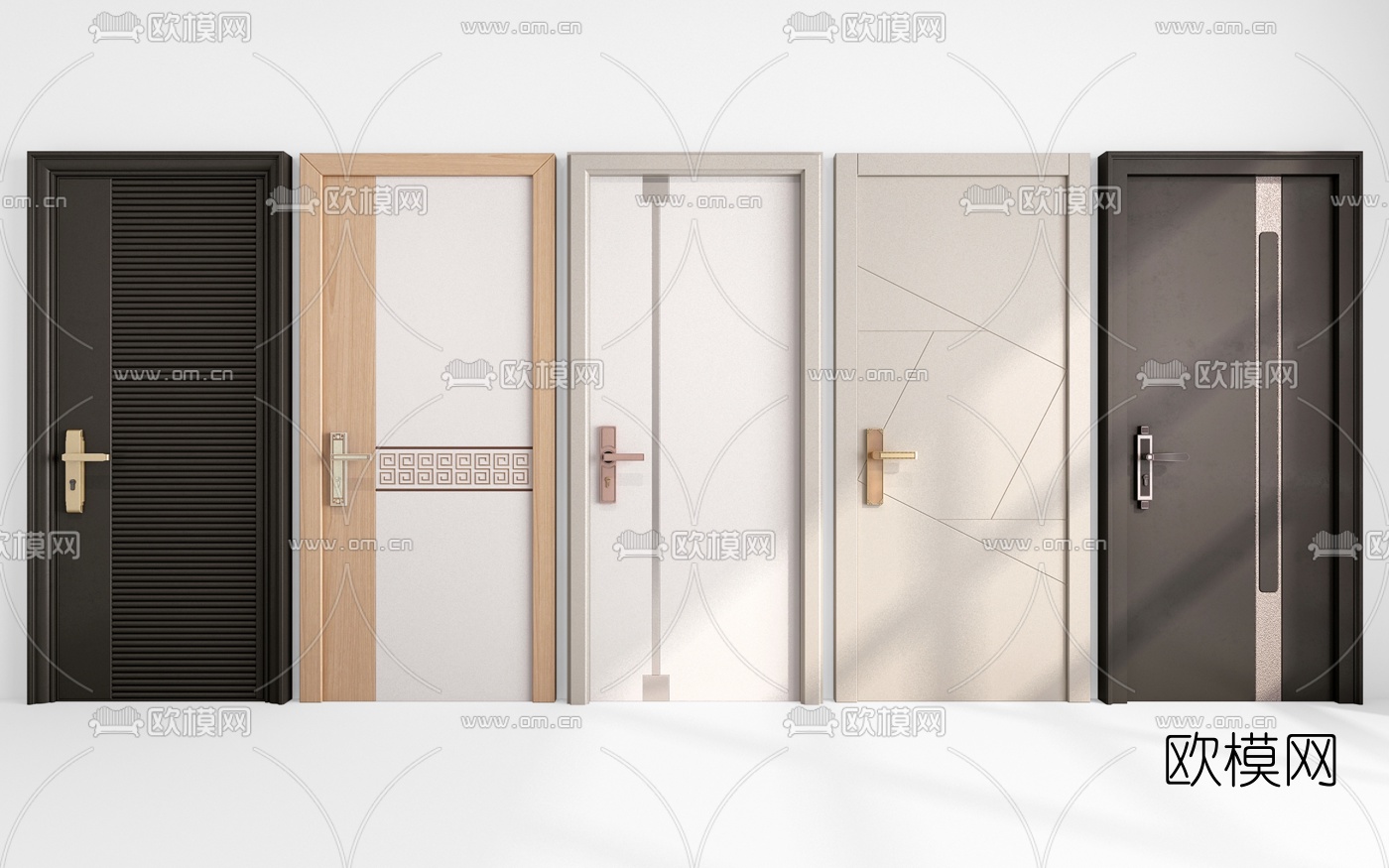 新中式房门平开门3d模型下载