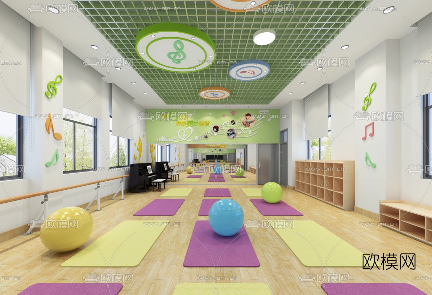 现代舞蹈教室免费3d模型下载（渲染图2）