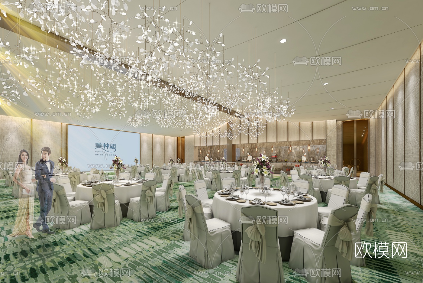 现代酒店宴会厅3d模型