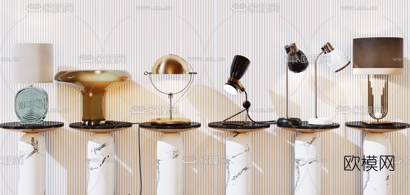 后现代创意金属台灯3d模型下载（渲染图1）