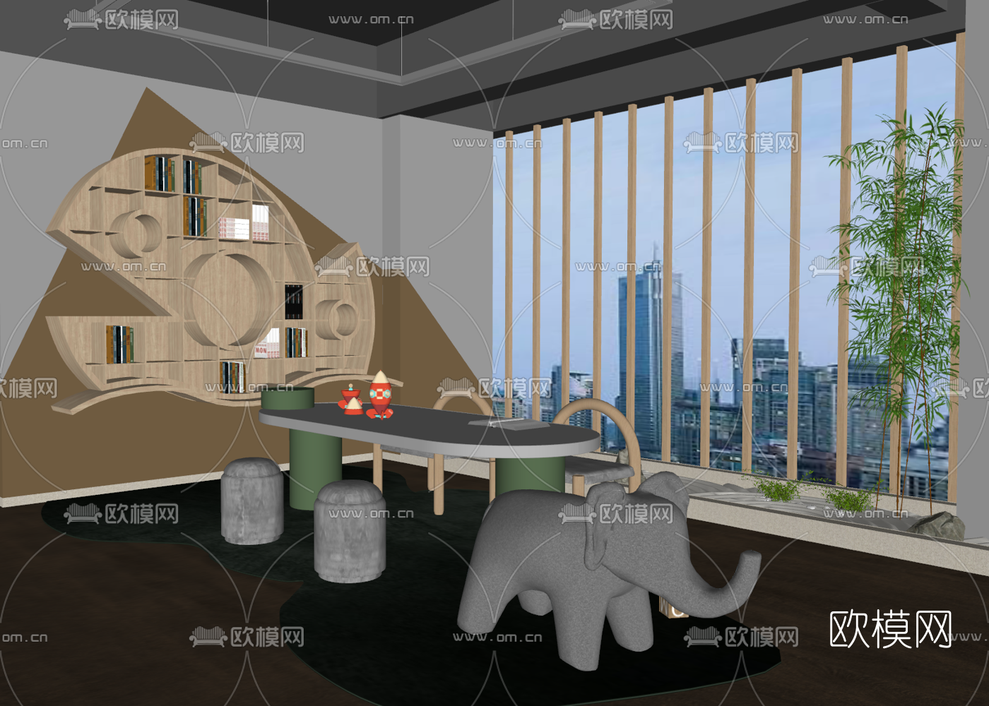 现代儿童娱乐区su模型下载（渲染图2）