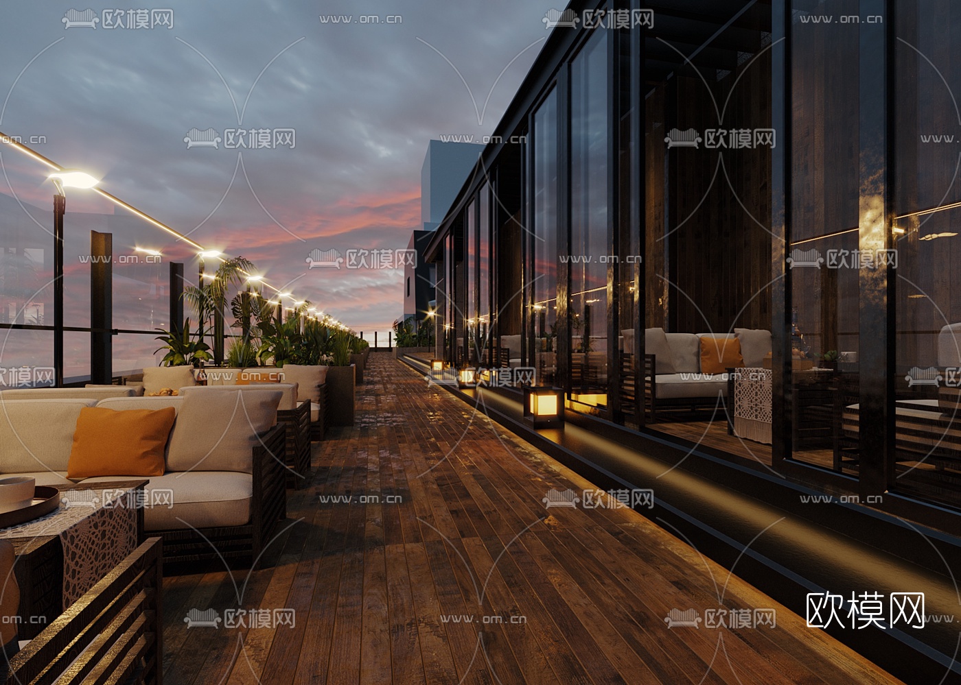 现代露天音乐餐吧3d模型
