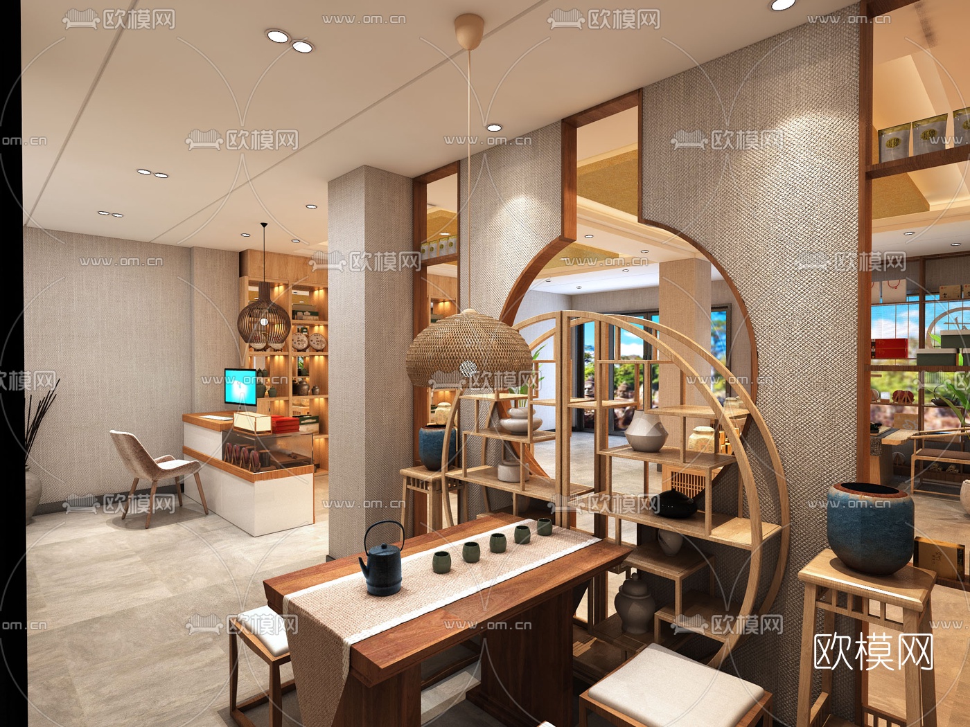 新中式茶叶专卖店免费3d模型