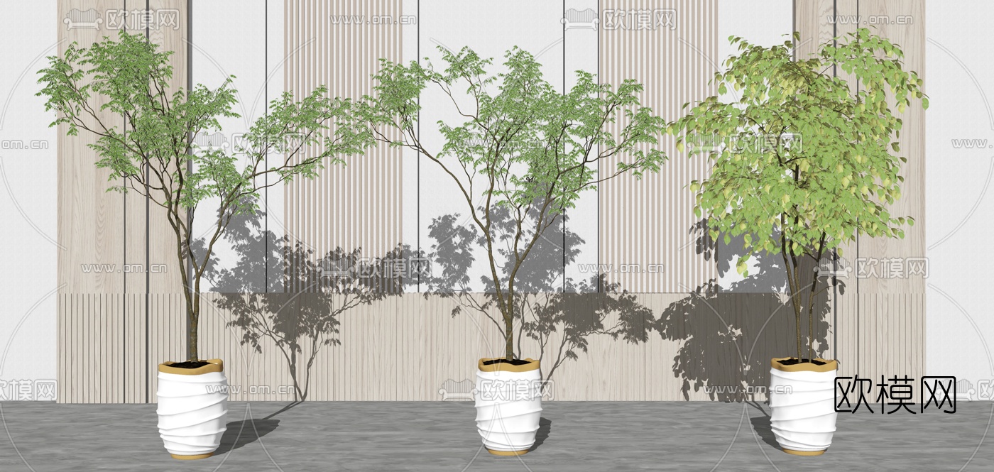 现代绿植盆栽su模型下载