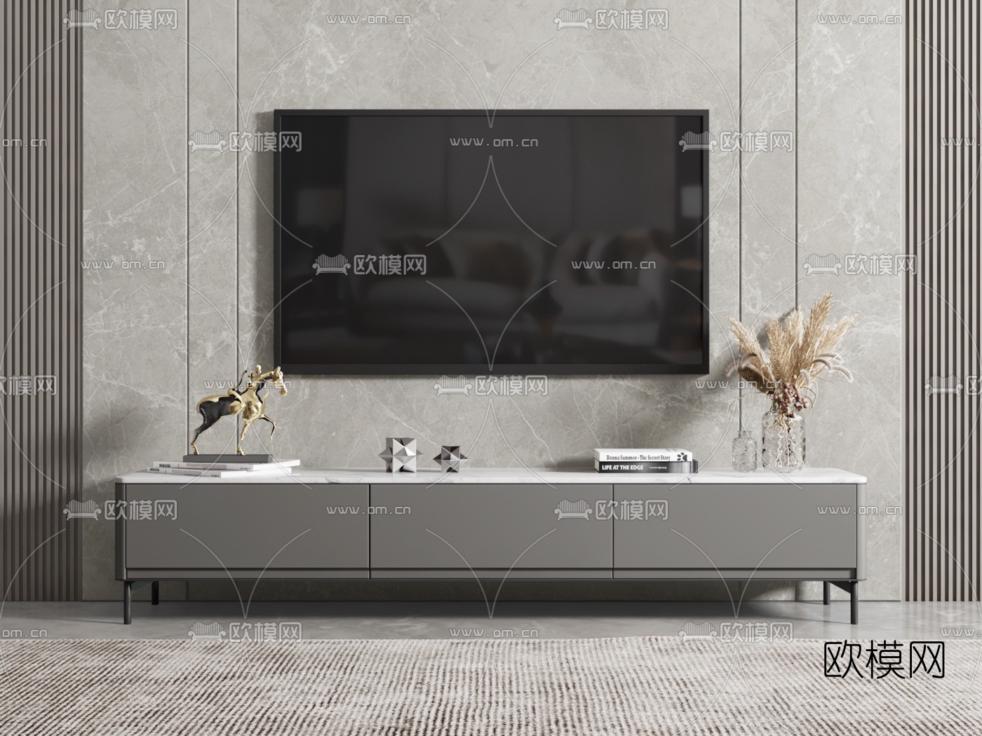 现代简约电视柜3d模型下载