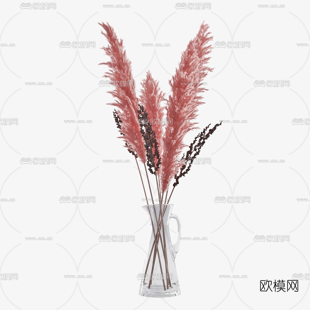 现代粉色水生花卉3d模型下载（渲染图2）