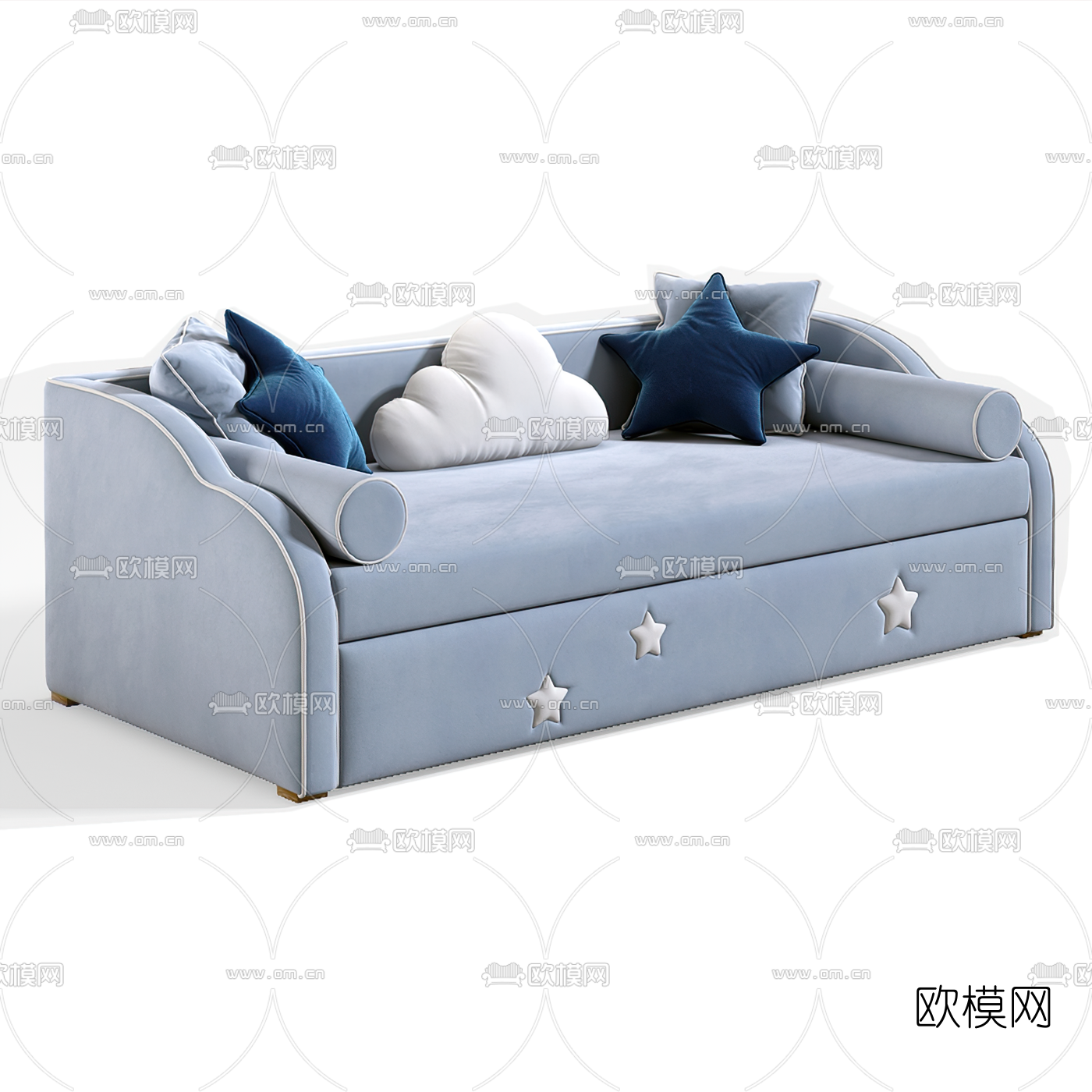 现代布艺儿童沙发3d模型下载（渲染图1）