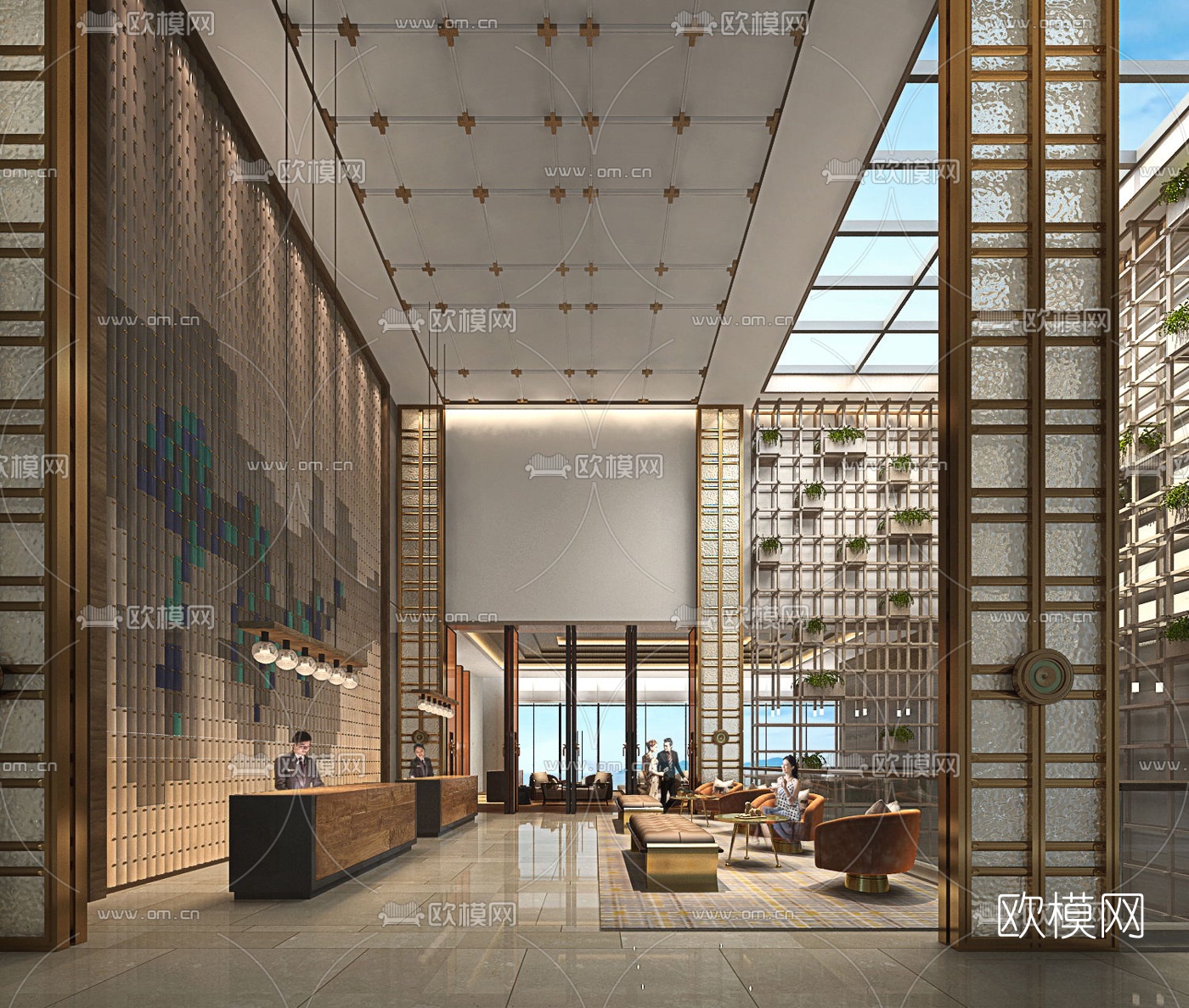 现代酒店大堂3d模型