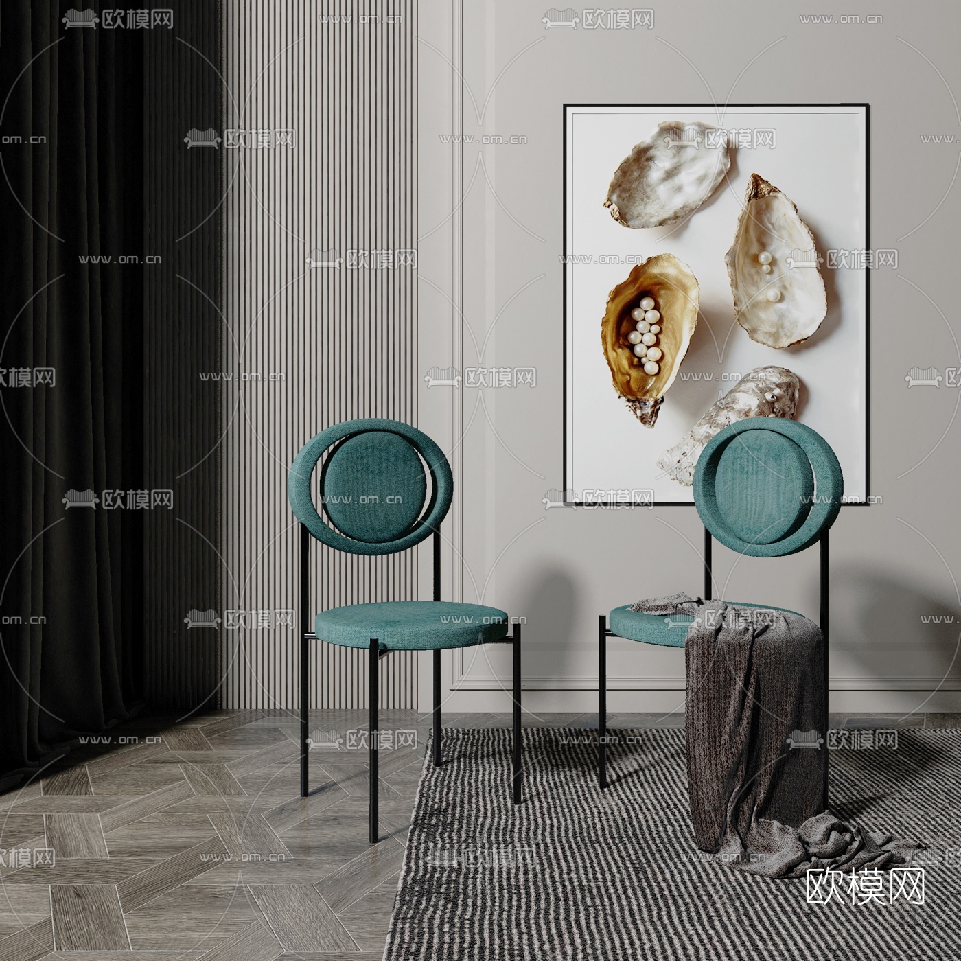 现代轻奢休闲椅su模型下载（渲染图3）