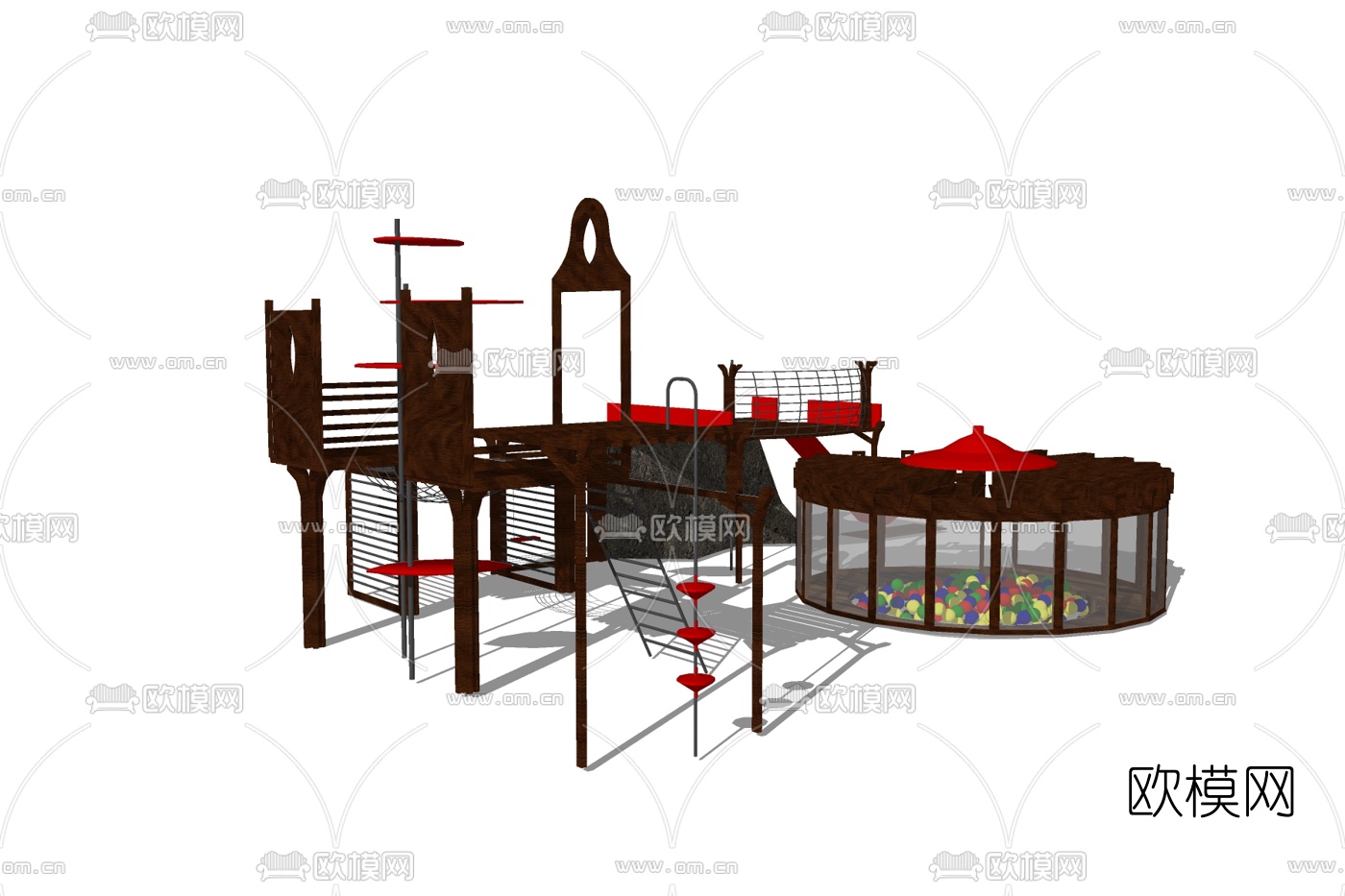 现代儿童滑梯su模型下载