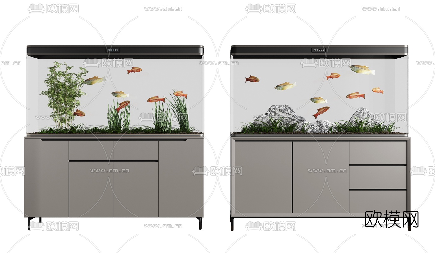 现代鱼缸水族箱3d模型