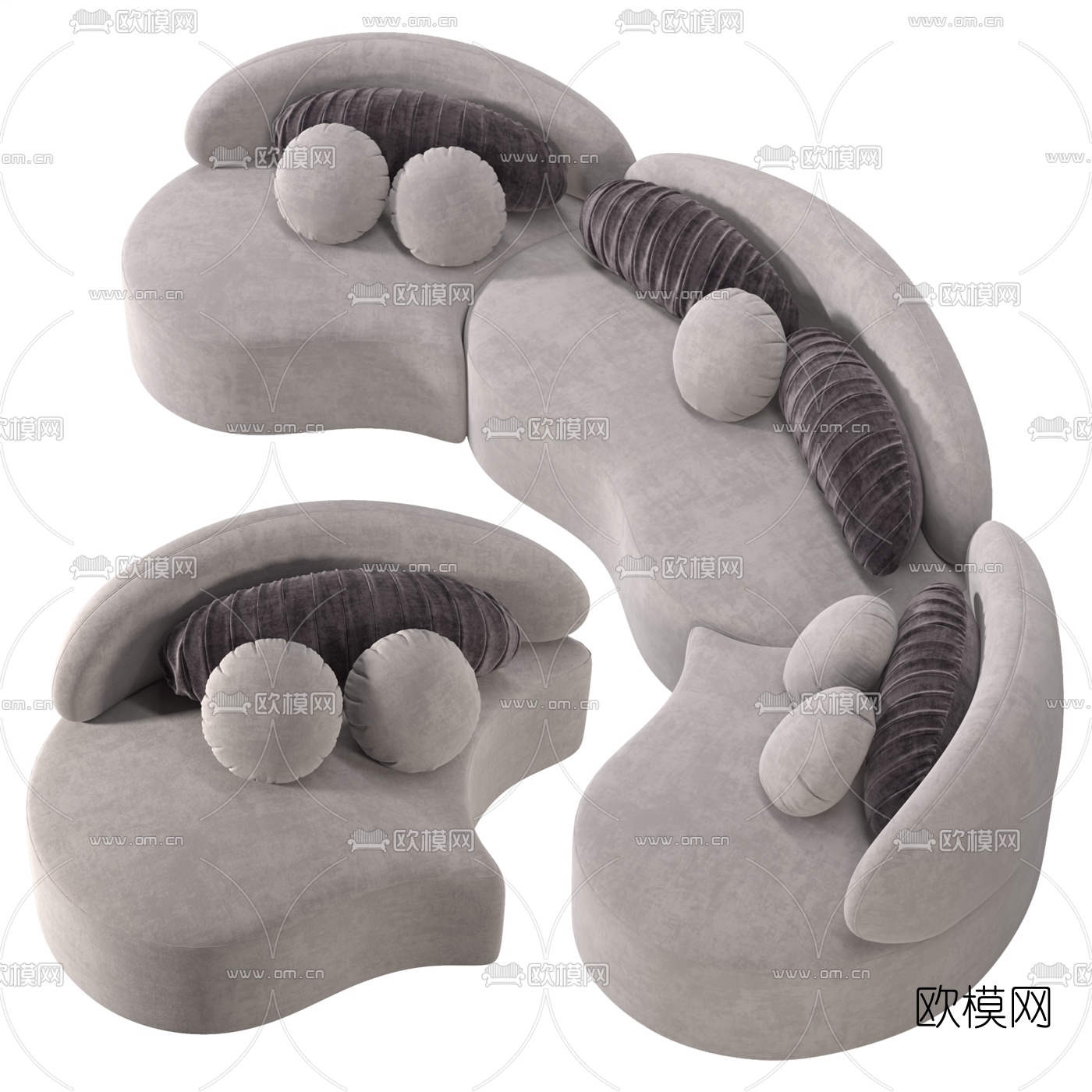 现代布艺异形沙发3d模型