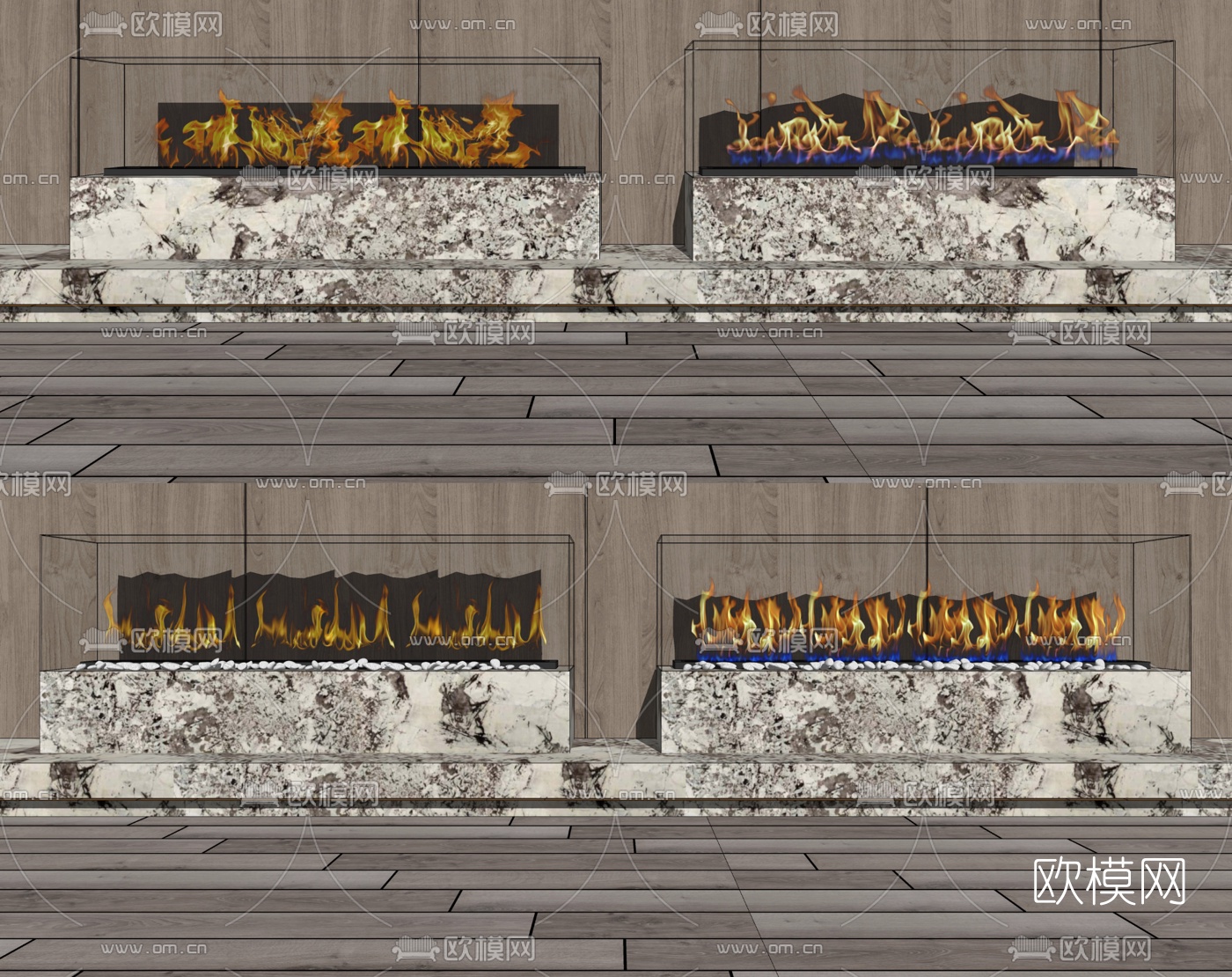 现代壁炉su模型