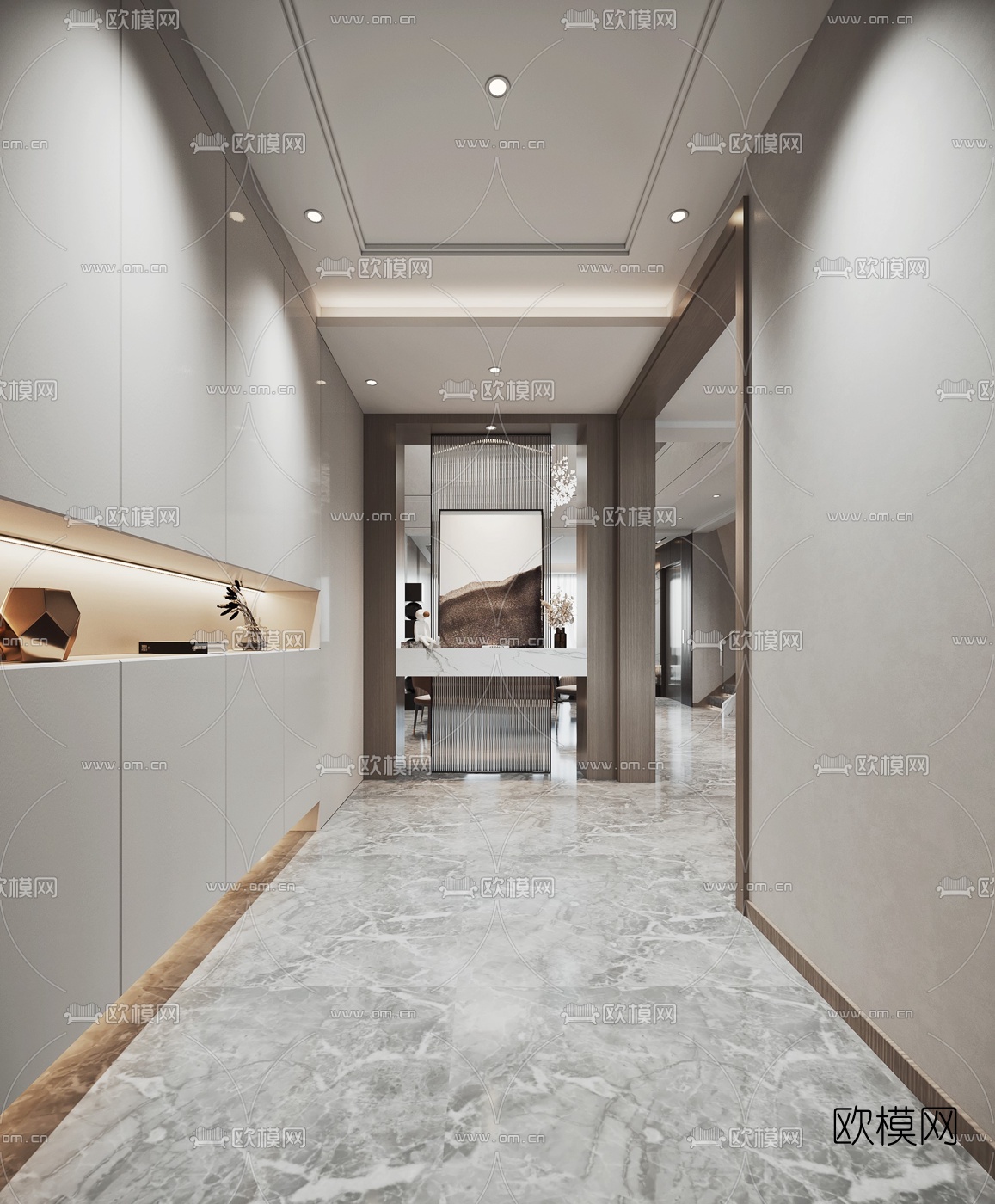 现代客厅餐厅厨房3d模型