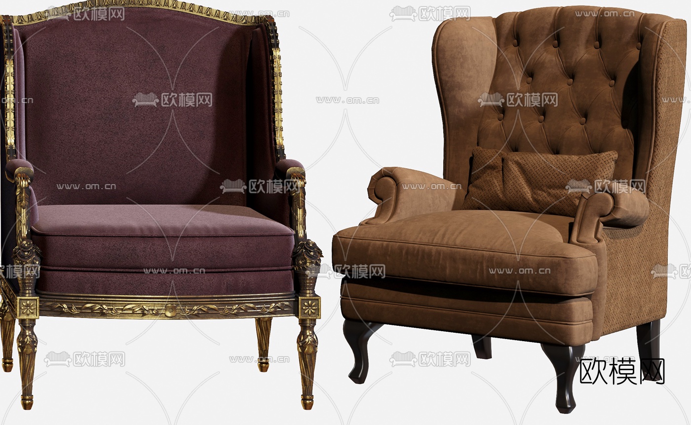 欧式轻奢休闲沙发3d模型下载（渲染图9）