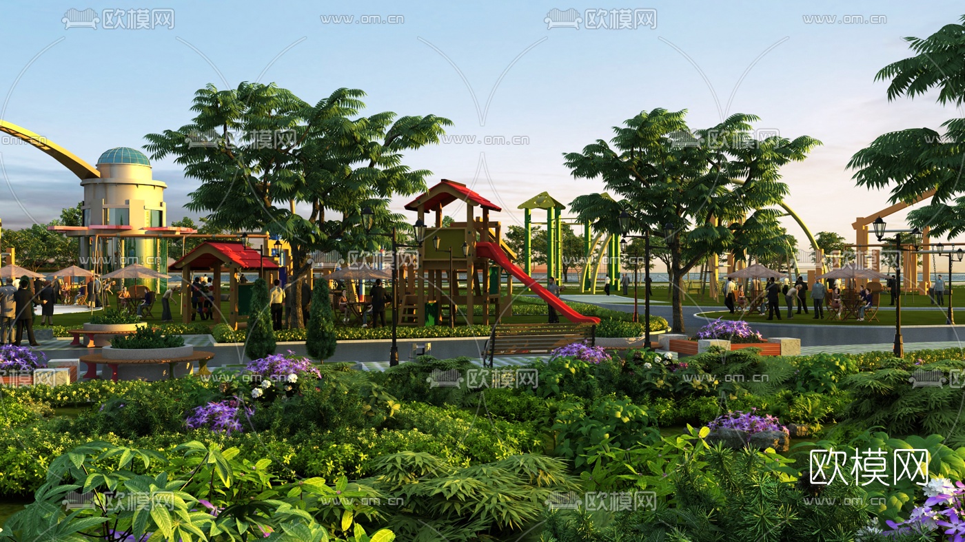 现代儿童公园景观3d模型下载