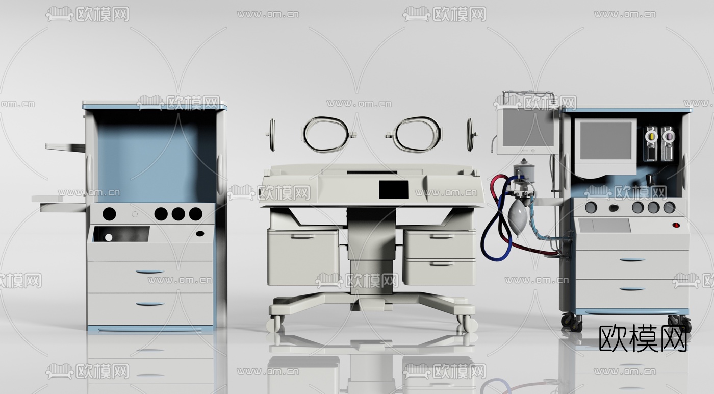 现代麻醉机医疗器材3d模型下载