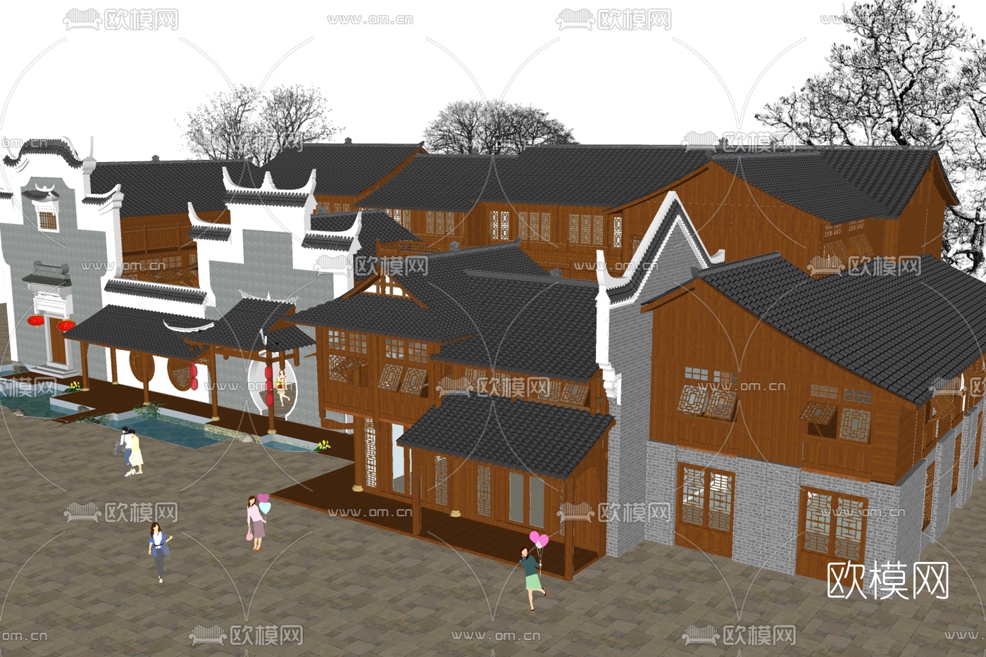 中式古建民俗su模型下载