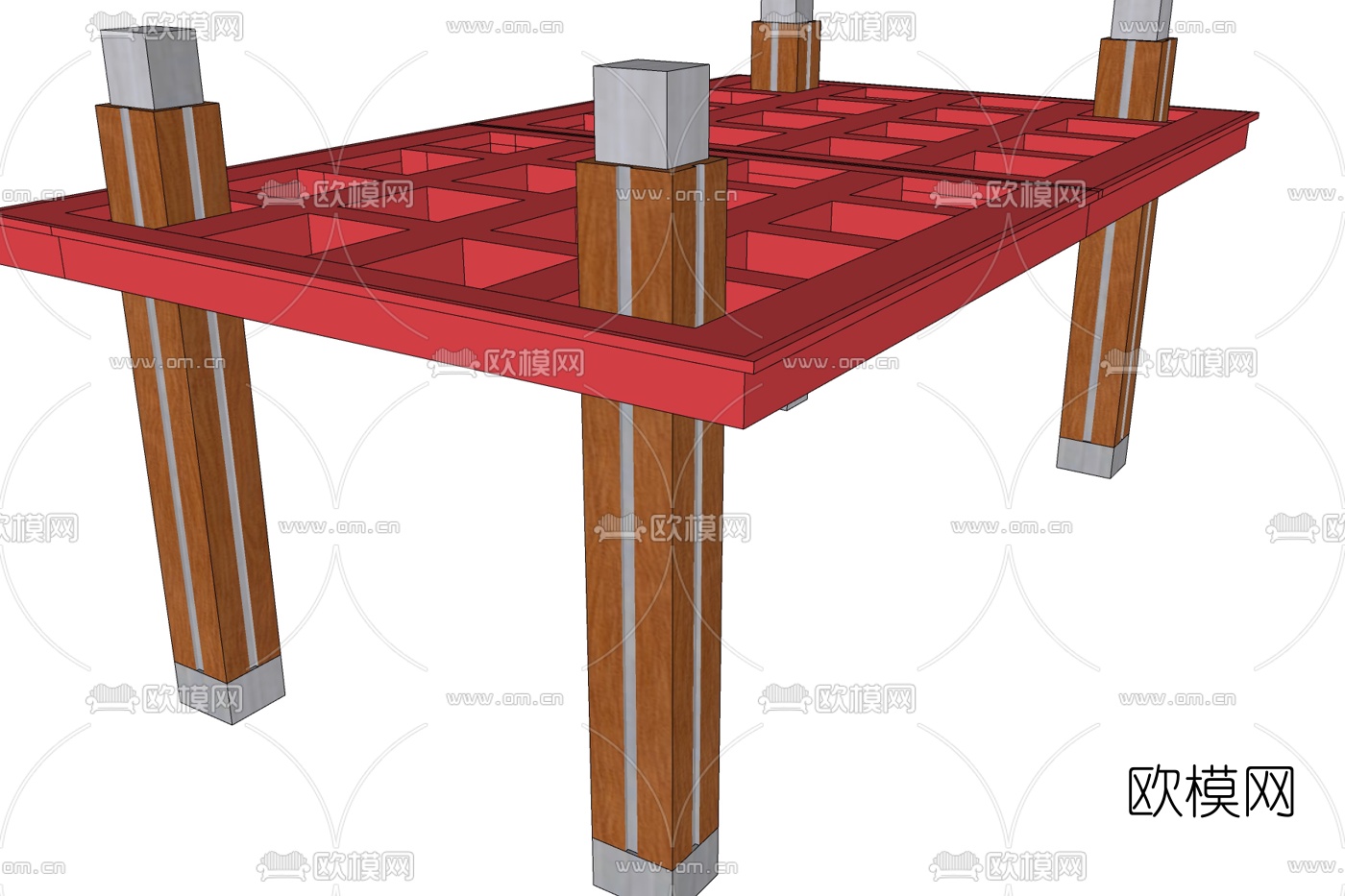 现代廊架免费su模型下载
