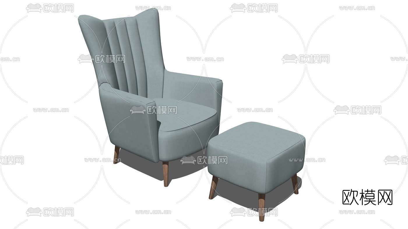 现代高背休闲沙发su模型下载（渲染图2）