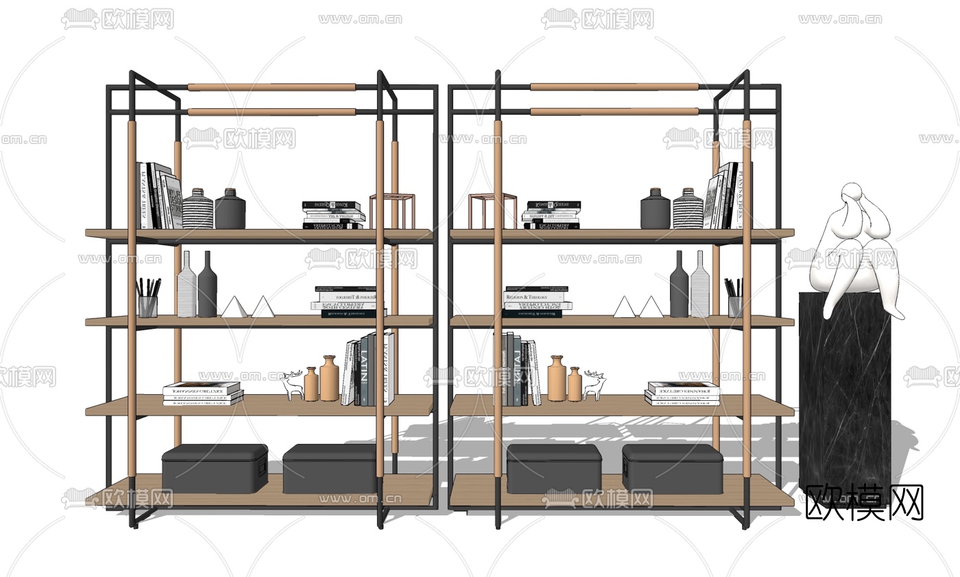 现代书架su模型下载