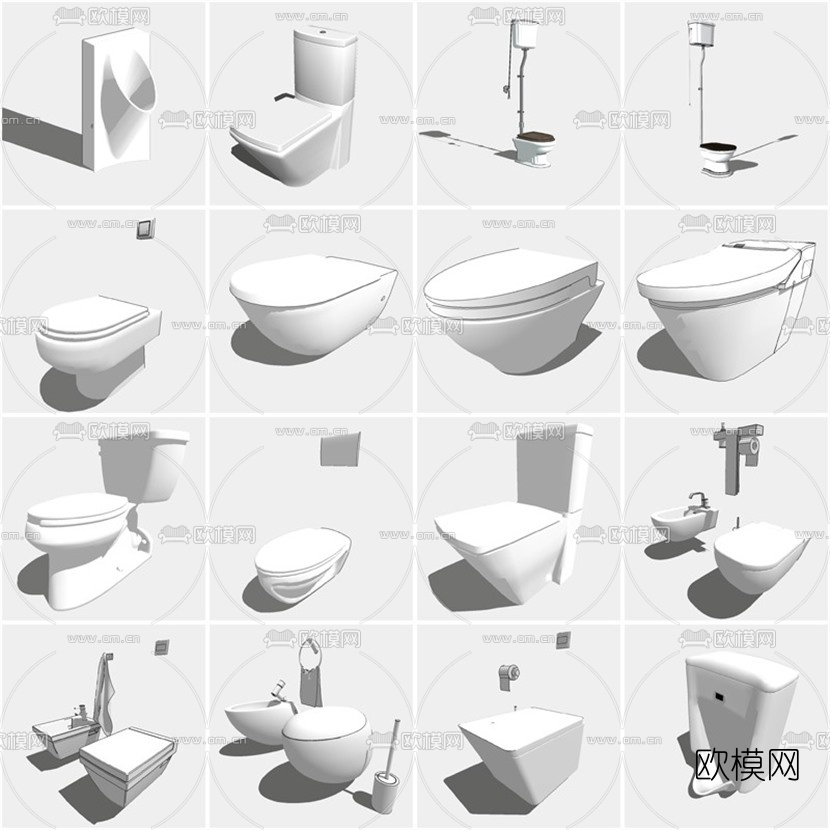 现代陶瓷马桶su模型下载