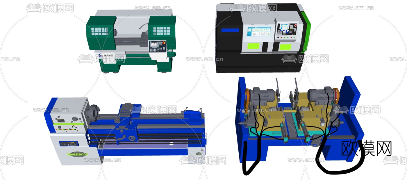 现代数控机床机器设备组合su模型下载（渲染图1）