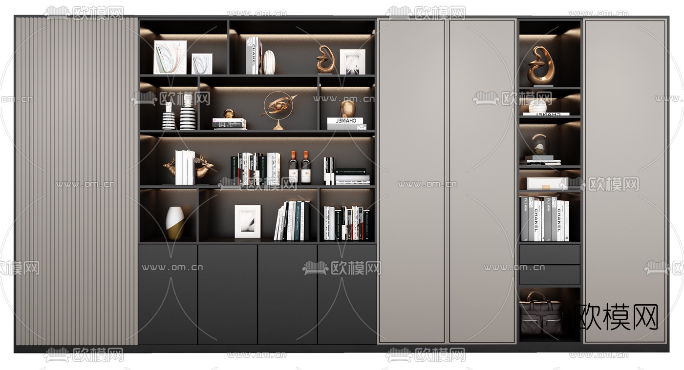 现代轻奢装饰柜3d模型下载