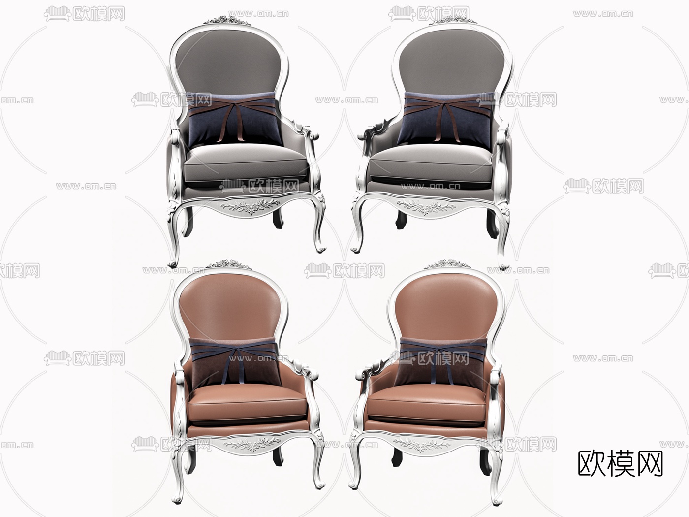 欧式皮革休闲椅3d模型