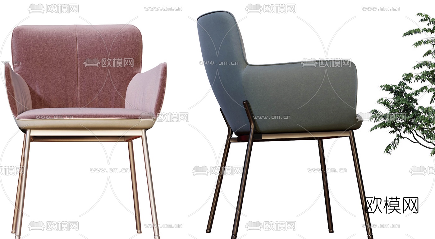 现代轻奢布艺休闲椅3d模型下载（渲染图2）